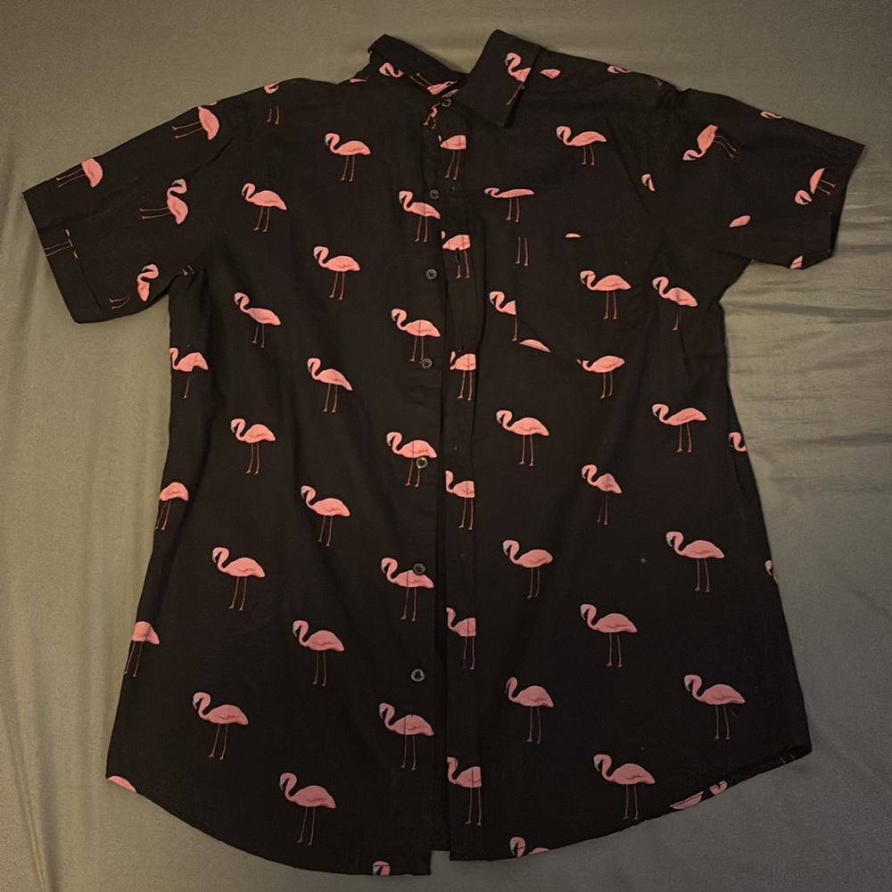 Monument Flamingo Button-up Tee, Medium Size